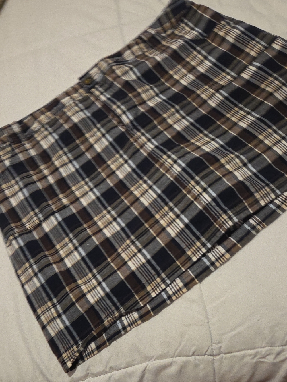 St. John's Bay Plaid Skort in Black, Brown and Cream